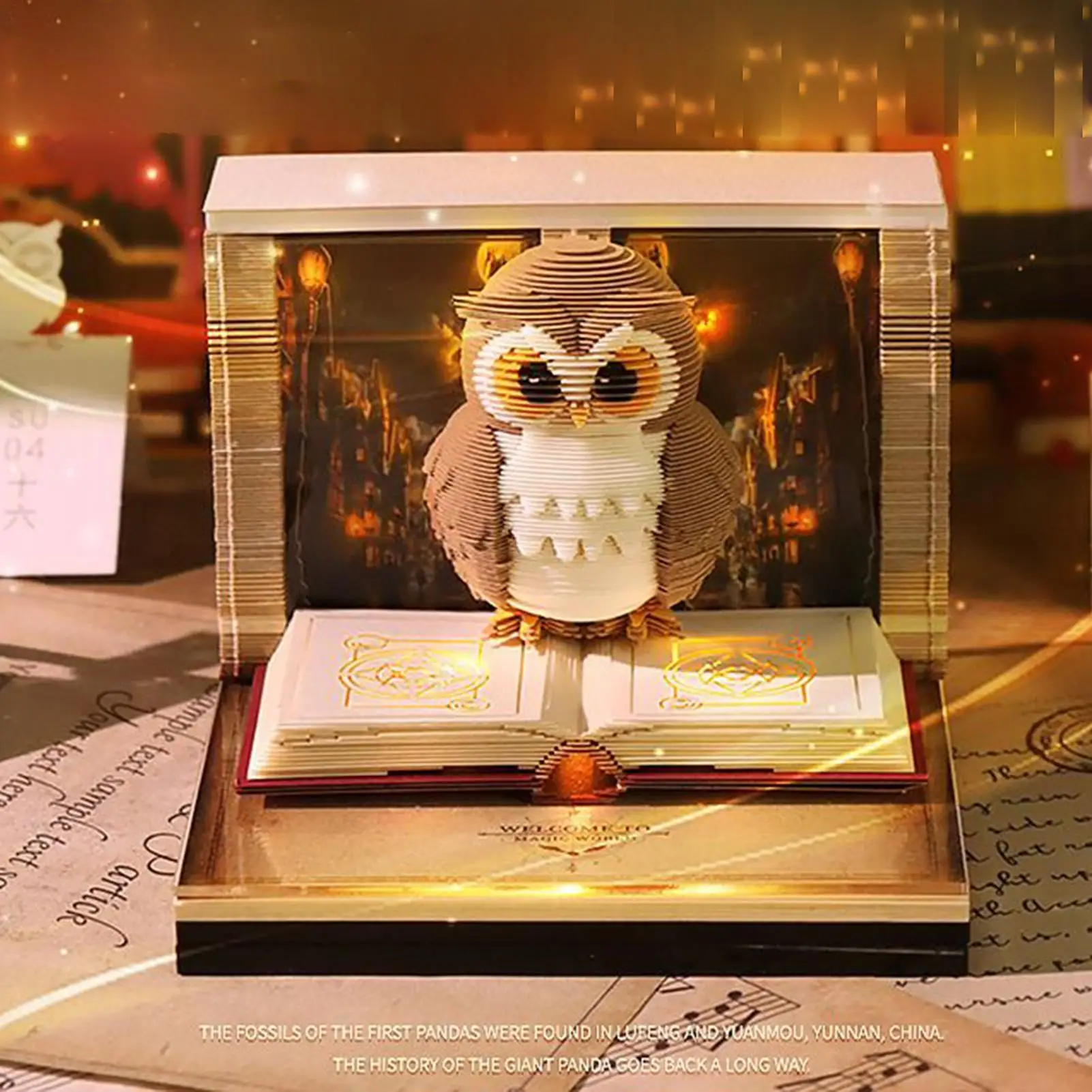 3D Calendar Memo Pad 2026 3D Tear-Away Paper Carving Art Memo Pad Notepad Owl-Shaped Tear Away Carving Time Piece Notepad