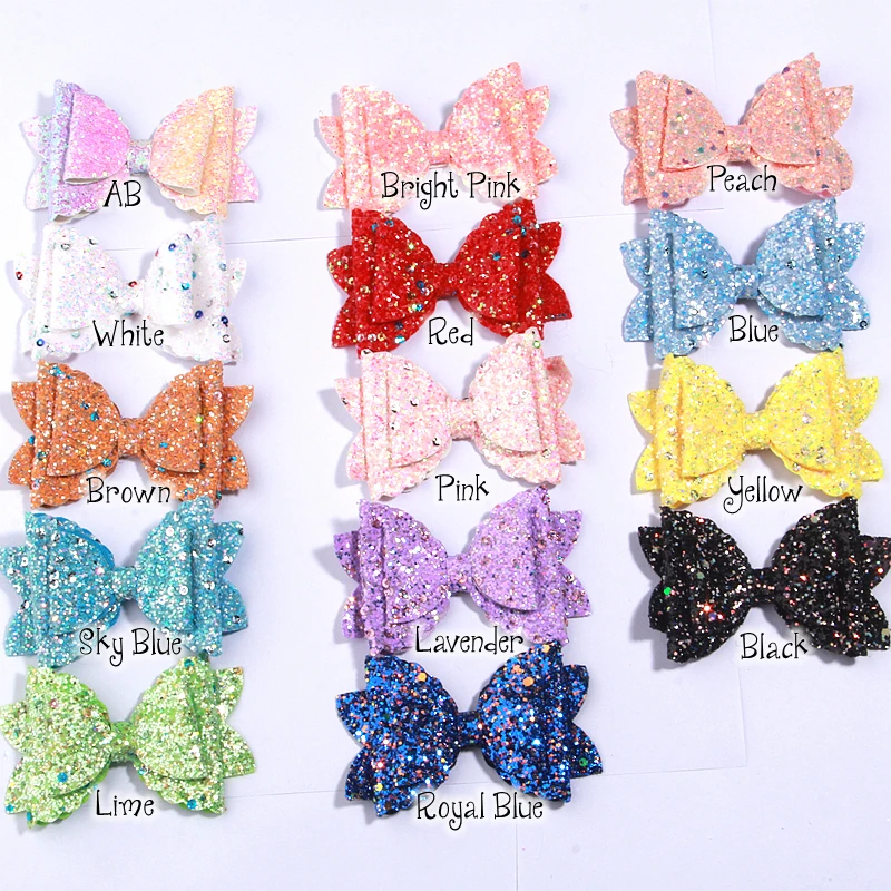 8,9 cm Glitzer-Haarschleifen, Strass-Punkt-Paillettenschleife für Babys, Haarschmuck, Stirnbänder, ohne Clip, Bastelprojekte – Detail 1