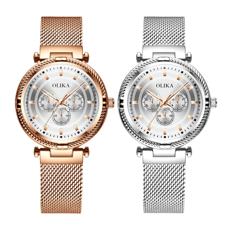 OLIKA New Women Watches Luxury Fashion Trend Quartz Watch Female Waterproof Mesh Band Women's Watch Ladies Clock Mujer Relojes