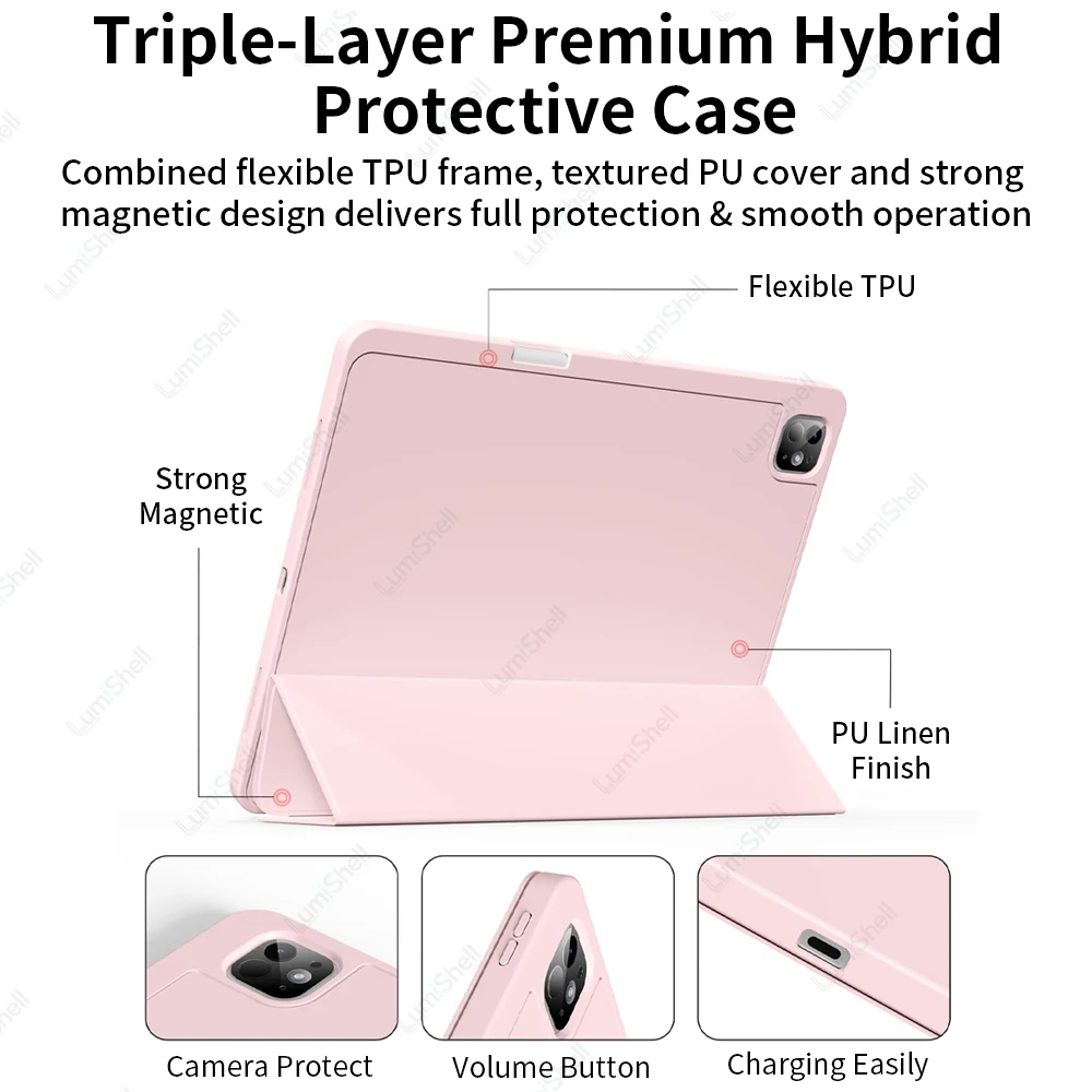 Versatile Tablet Case with Pencil Holder and Soft TPU Back