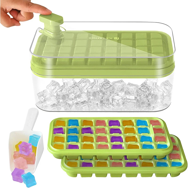 Ice Cube Tray One-click Fall Off Easy-release 32 Cavity Silicone Ice Mold  For Cocktail Ice Cube Maker With Storage Box Ice Tray - Ice Cream Tools -  AliExpress