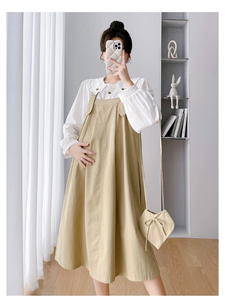 E75649# Maternity Clothes Suspender Plus Size Korean New In Matching Sets Maternity Dress Set
