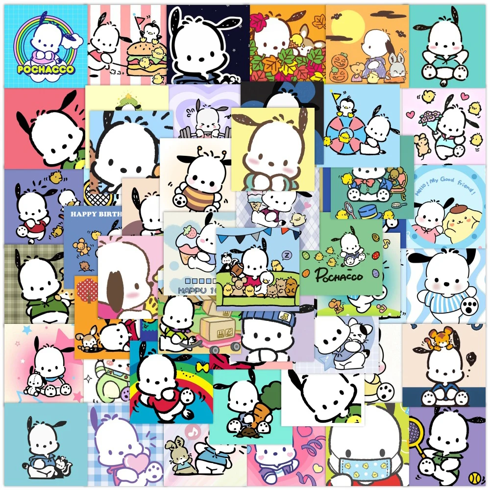 

10/30/50pcs Aesthetic Sanrio Cartoon Pochacco Stickers Decal Waterproof DIY Skateboard Diary Fridge PVC Kawaii Kids Sticker Toys