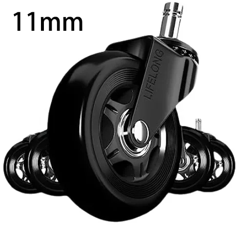 סט של 5 גלגלי כיסא משרדיים לאריחים, רצפות עץ ושטיחים, מתאים אוניברסלי לרוב הכיסאות