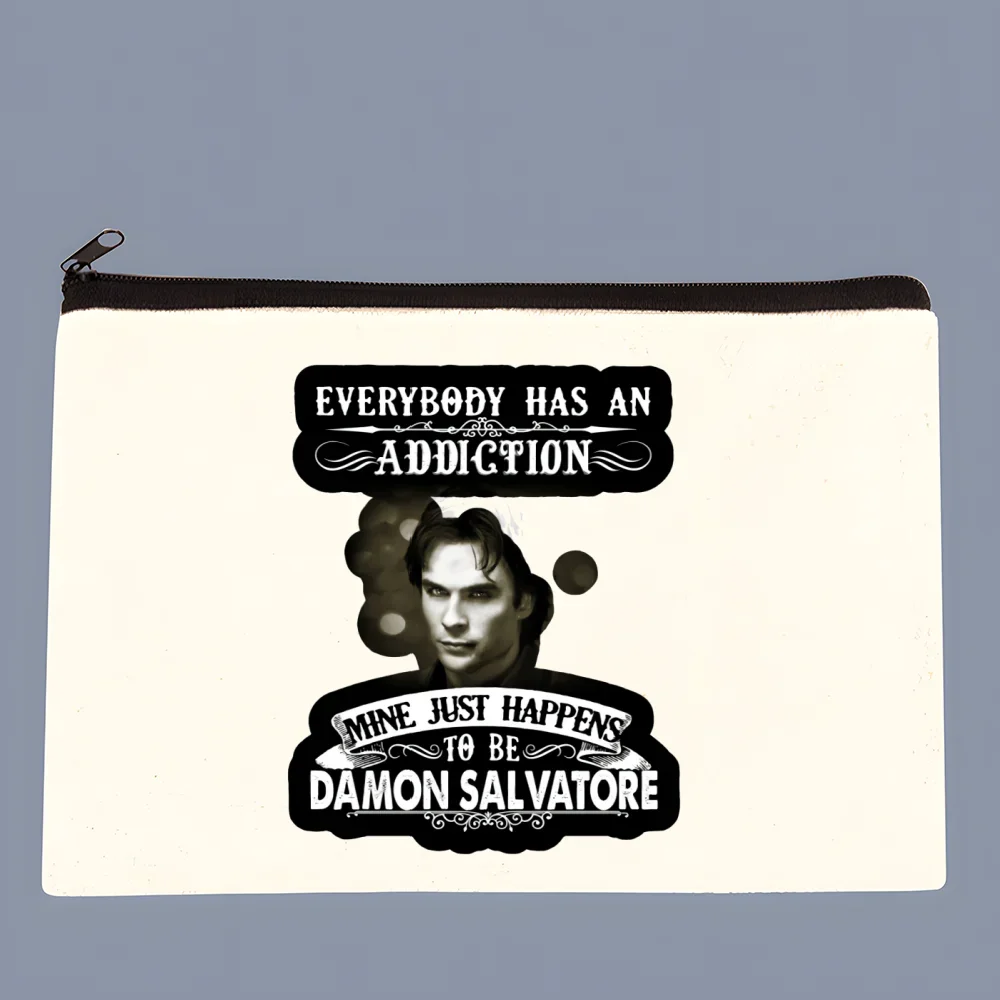 Damon Salvatore The Vampire Diaries Chronicles Vampiricas Key Bag Classic Animation Printing Zipper Storage Print