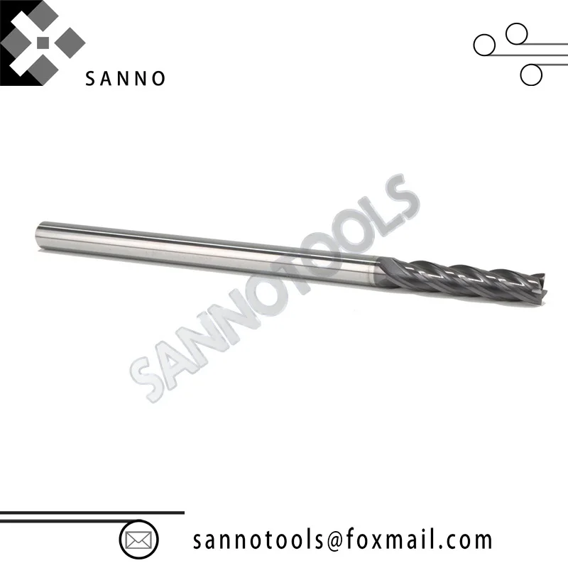 

Tungsten steel cnc milling cutter 4 flutes hrc 55 degree flattened end mill with long shank length 100mm 150mm for steel metal