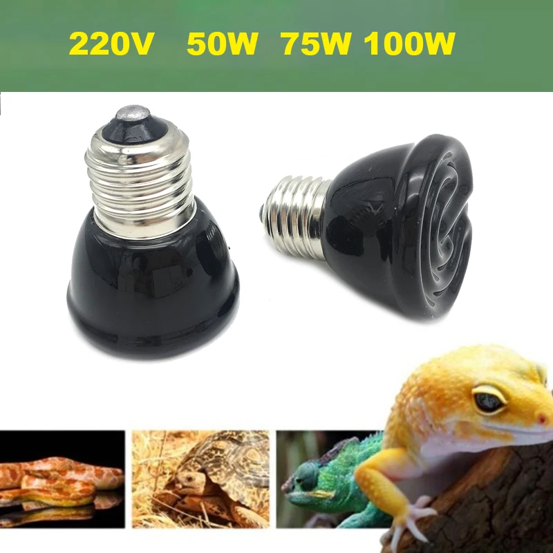 Mini Pet Reptile Infrared Ceramic Heating Lamp 220V Heat Emitter Light Bulb 50W 75W 100W E27 Turtle Warm Bulbs D1