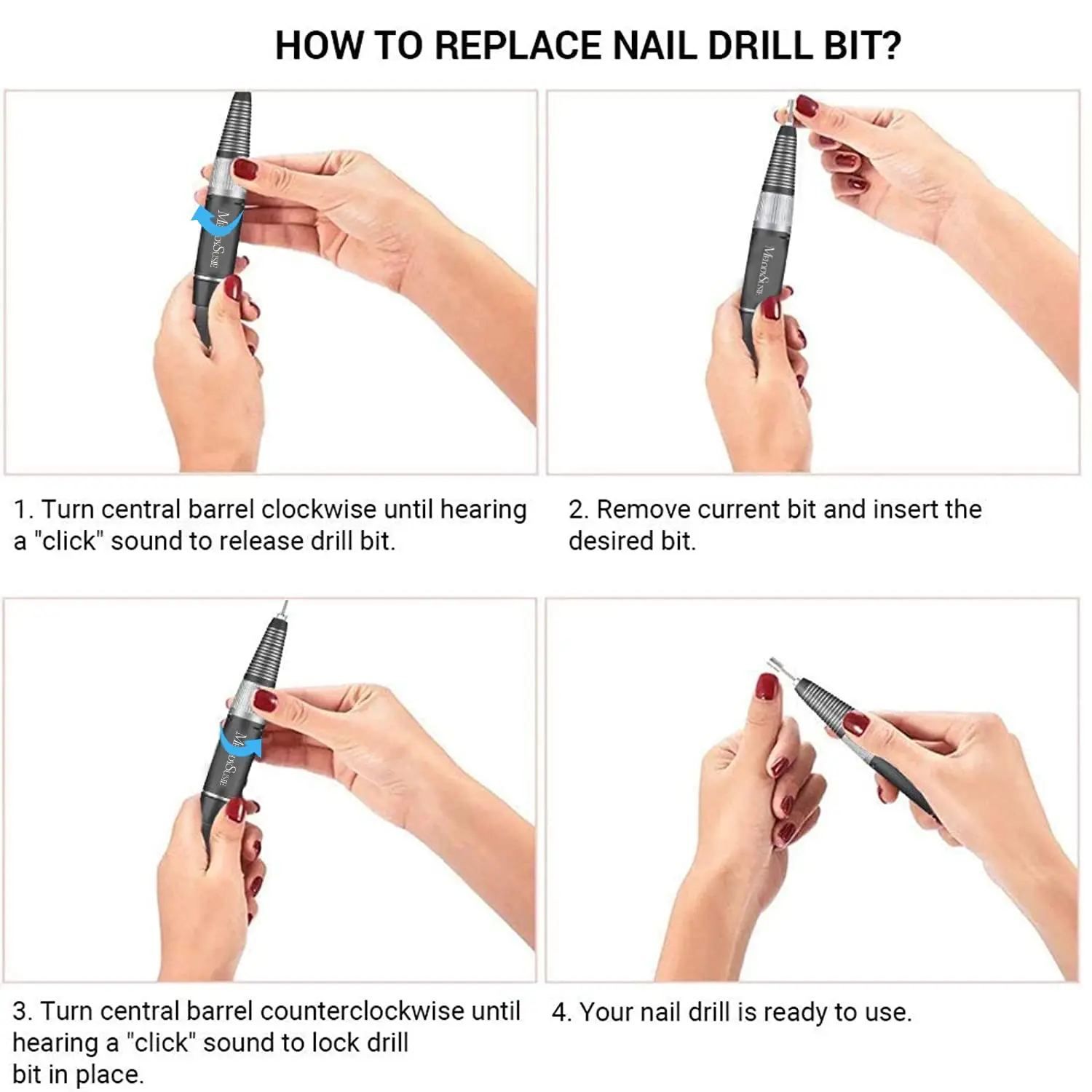 Professional Rechargeable 30000 RPM Nail Drill,SC320H Portable Electric E File Scamander, Acrylic Gel Grinder Tools with 6 Bits 3