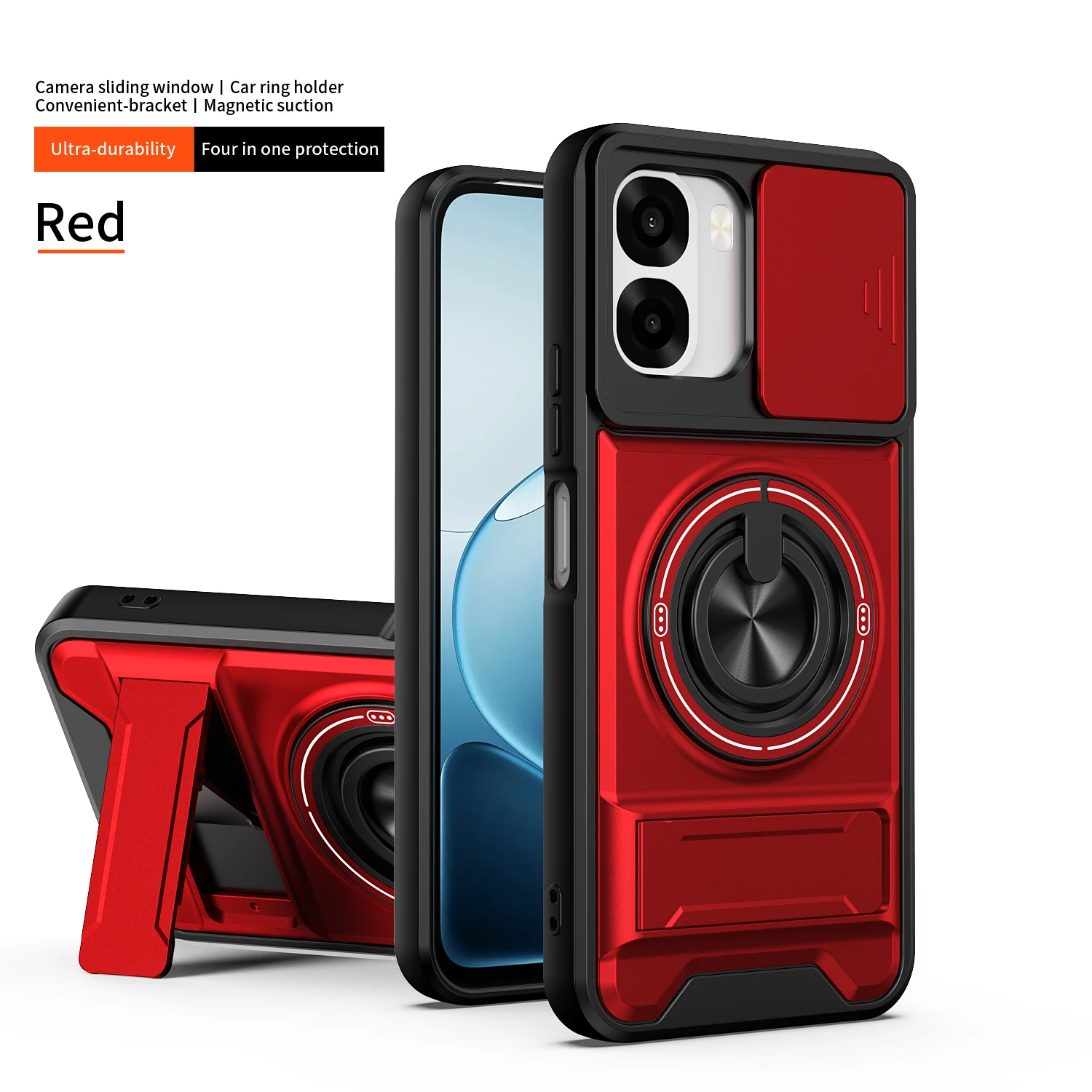 Magsafe Magnetic Military Armor Case with Foldable Holder and Camera Protection