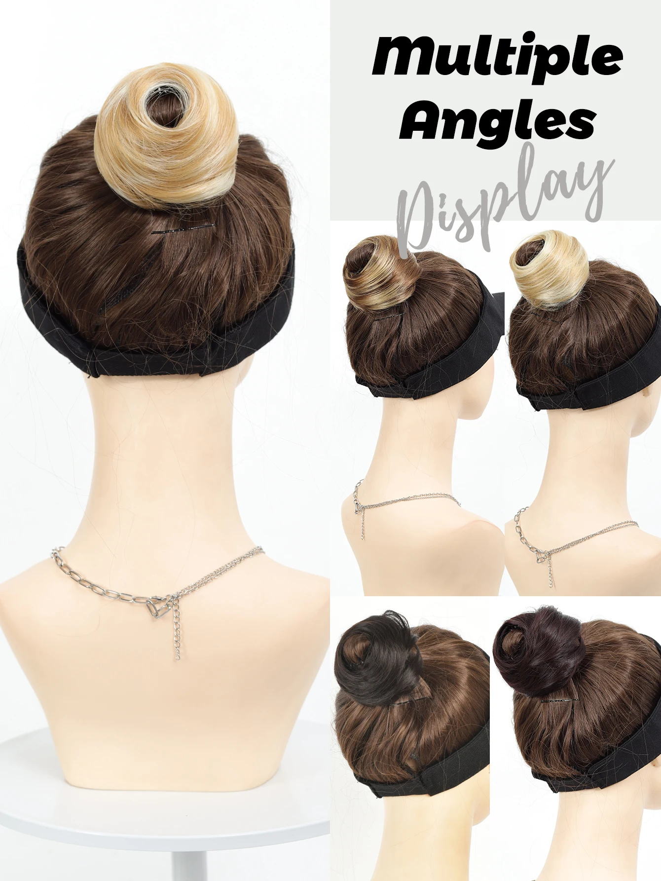 Synthetic Hair Bun Wig with Elastic Clips for Women