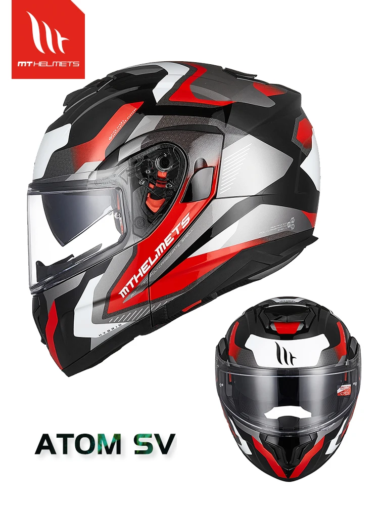 Original MT ATOM SV Chrome Silver Full Face Helmets Modular