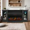 75-inch Electric FireplaceTV Stand 3-side Glass LED Modern Media Entertainment Center Console Adjustable Flame 40-inch Fireplace 2