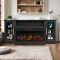 75-inch Electric FireplaceTV Stand 3-side Glass LED Modern Media Entertainment Center Console Adjustable Flame 40-inch Fireplace 2