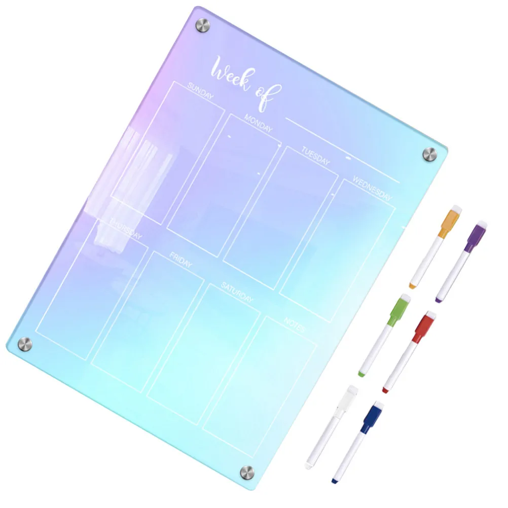 1세트 자석 냉장고 화이트보드 아크릴 드라이 이레이즈 보드 주간 플래너 일일 일정표 투명 냉장고 보드