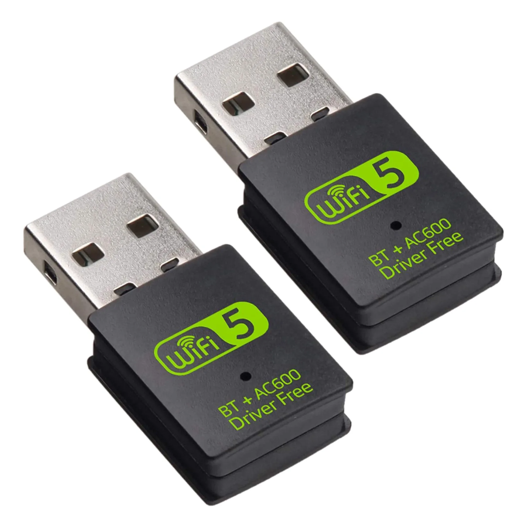 2X USB Wifi 블루투스 어댑터, 600Mbps 듀얼 밴드 무선 네트워크 외부 수신기, PC/노트북/데스크탑용 Wifi 동글