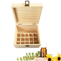 Essential Oil Storage Wooden Box 16 Compartment Storage Box 15 Grids 10ml 1Grids 50ml Compartment Essential Oil Display Box