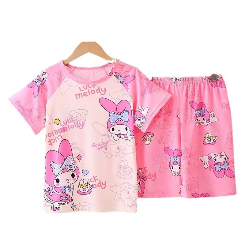 Girls Boys Summer Thin Short-sleeved Pajamas for Children Medium and Large Sizes Home Clothes kids pajamas