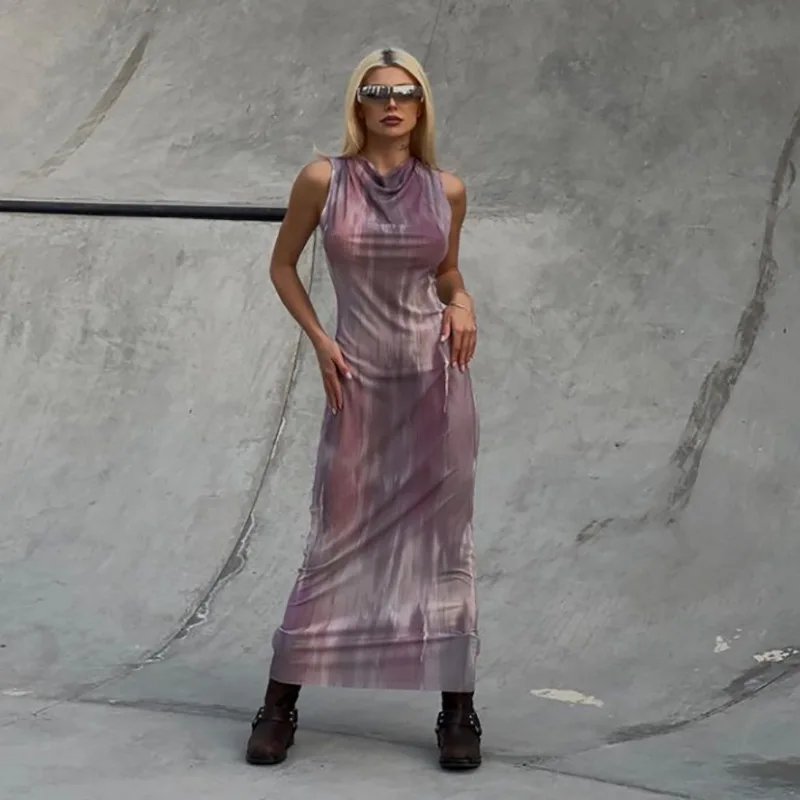 

Spring 2023 New Solid Color Slim Fit Street Fashion Round Neck Sleeveless Women's Dress