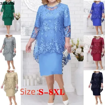 여성용 플러스 사이즈 파티 원피스, 웨딩 손님용 럭셔리 우아한 레이스 꽃 무도회, 바디콘 Chub 여성용 맥시 드레스, 2024 여름