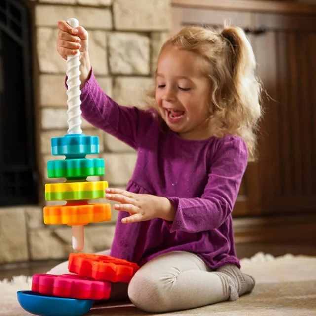 Rainbow tower 2022 New Popular Baby Stack Toy Color Spin Tower In  Big Size High Quality Gift For Kids Boy And Girl 2