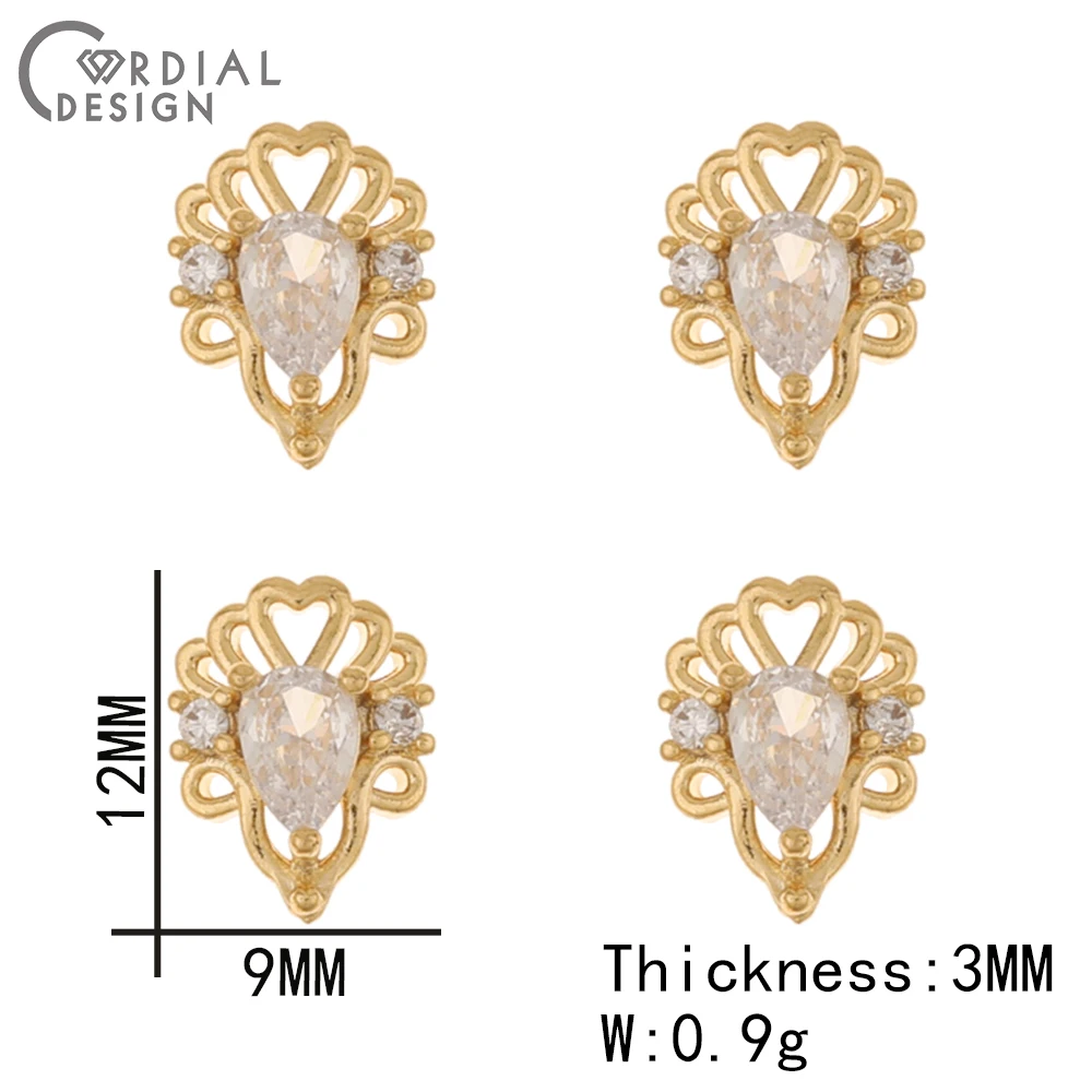 Cordial Design 50Pcs Cubic Zircon/DIY Fingernail Accessories/Genuine Gold Plating/Multi Shapes/Jewelry Findings & Components - cordial