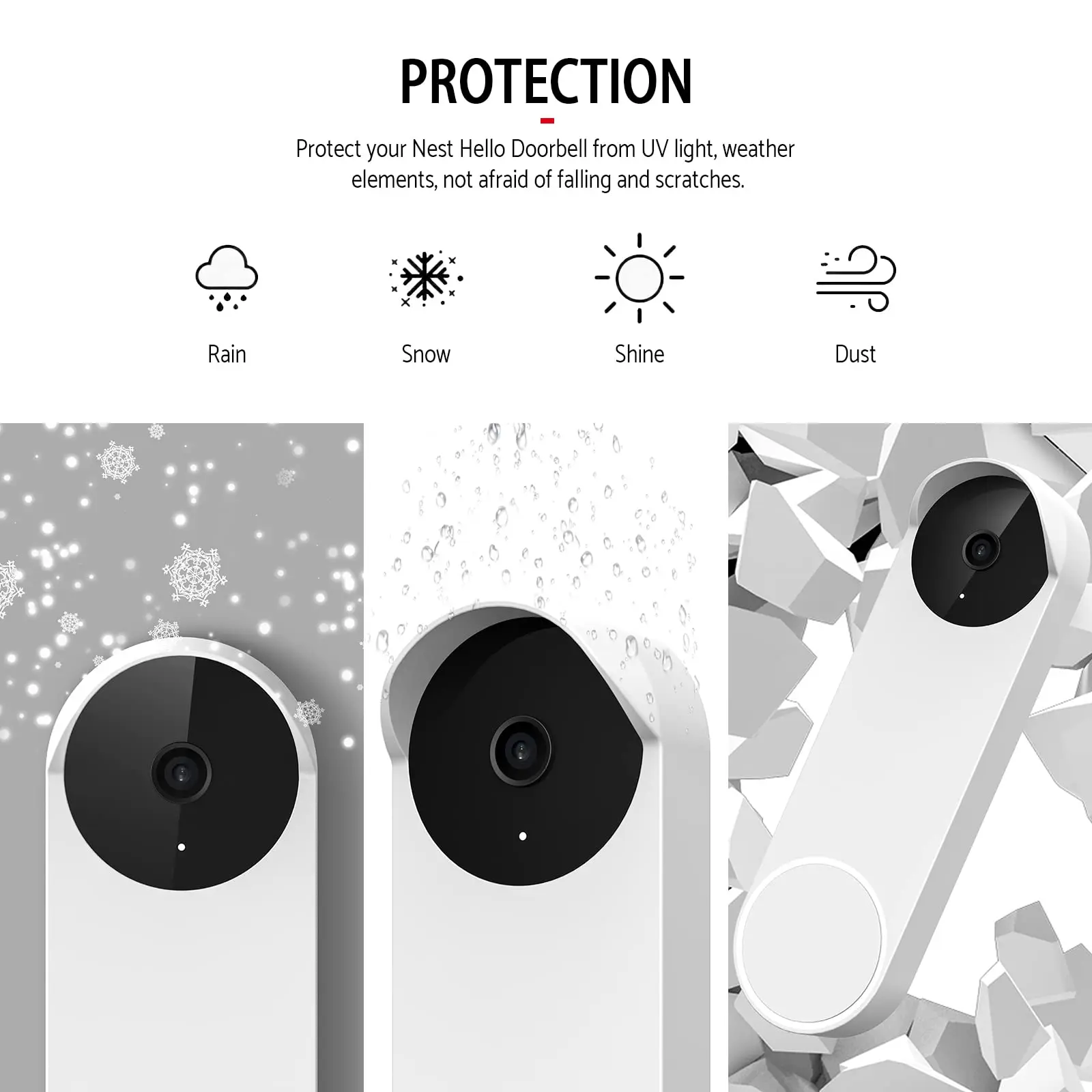 Doorbell Protective Cover Suitable For Google Nest Doorbell (Battery) Silicone Protective Case Waterproof For Doorbell Protective Cover