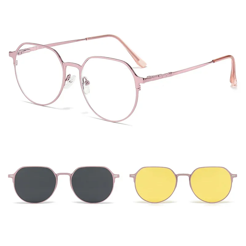 3 in 1 polarisierte Sonnenbrille Männer Magnet clip auf Brille Metallrahmen optische verschreibung pflicht ige Brille Magnet Brillen clips