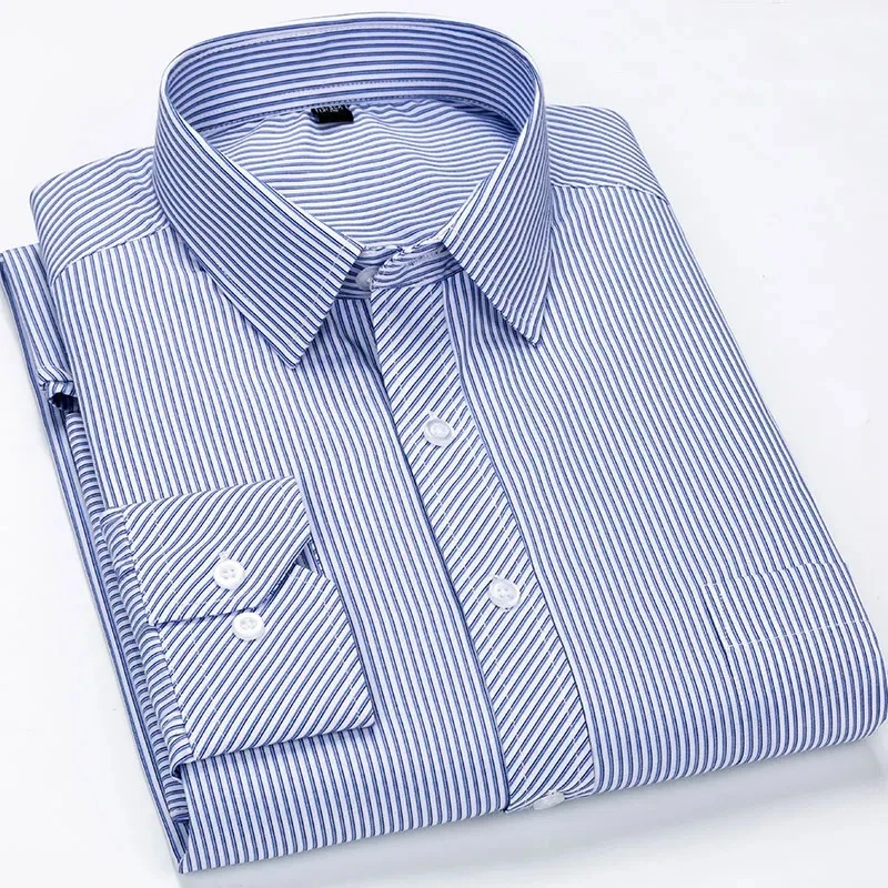 Men Dress Shirts Long Sleeve Office Social Work Non-iron Formal Business Regular Fit Smart Casual