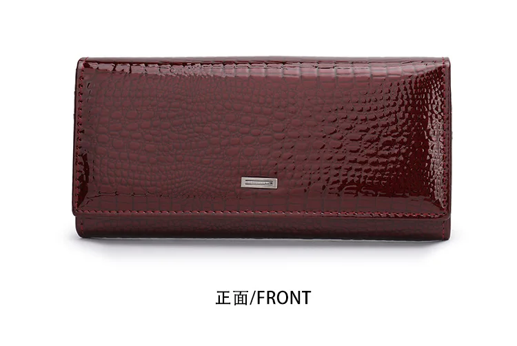 Alligator Muster Frauen Echtes Leder Brieftasche Luxus Marke Kuh Leder Weibliche Geldbörse Lange frauen Leder Geldbörsen – Detail 12