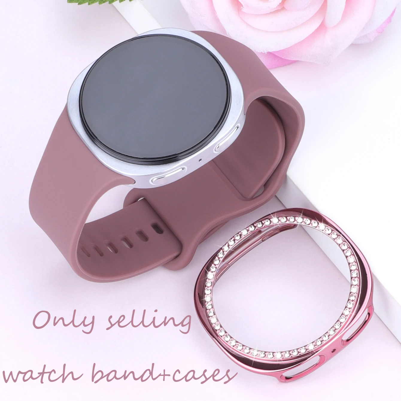 Premium Silicone Band and Protective Case with Tempered Glass