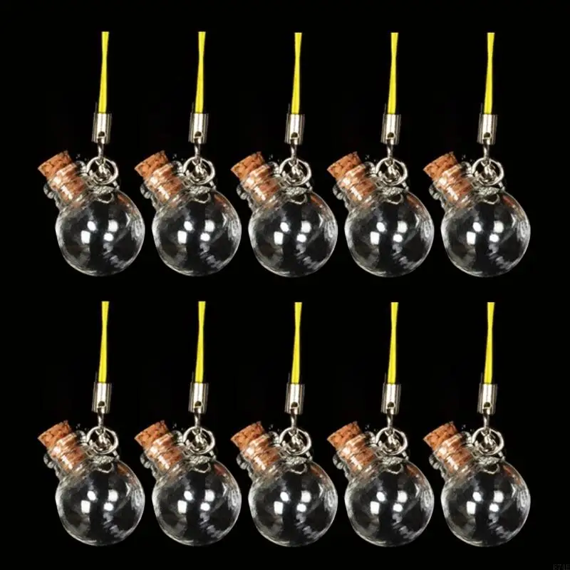 E74E 10pcs Mini Glass Bottles with Cork Stopper Transparency Fillable Organizers for Kindergarten Kid Girl Boys DIY Ornaments 5