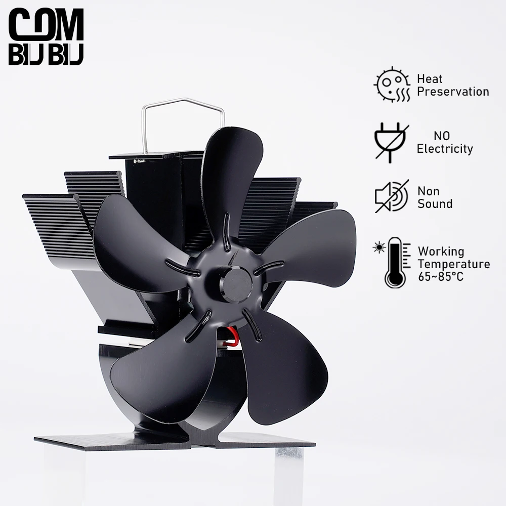 5 Blade Mini Stove Fan Heat Powered Fireplace Fan Log Wood Burner Ecofan  Quiet Home Fireplace Fan Efficient Heat Distribution
