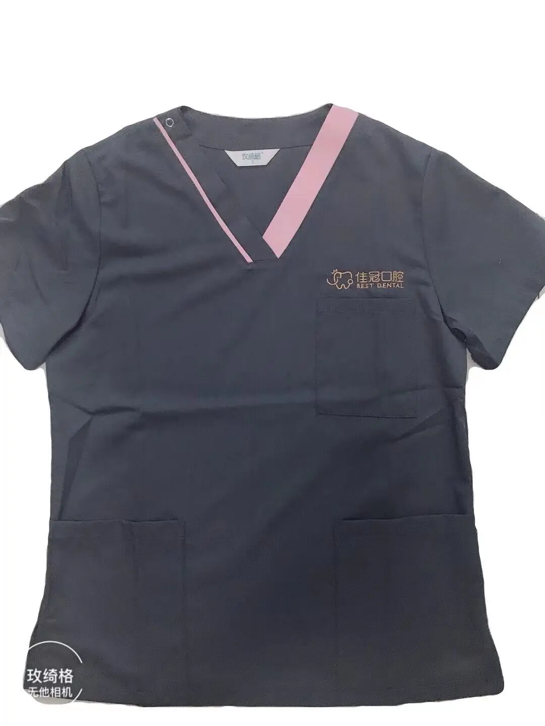 Women's Summer Multi Colorful Fancy V Neck Short Sleeve Dental Clinic Medical Uniforms Top and Long Pant Set Workingwear