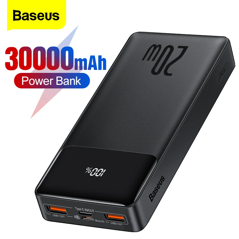 Baseus-batería externa portátil de carga rápida para ordenador portátil,  Powerbank de 100W, 20000mAh, tipo C