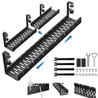 Under Desk Cable Management Tray Retractable Under Desk Cable Shelf Heavy Duty Wire Management Rack for Cords Wires Power Strip 1