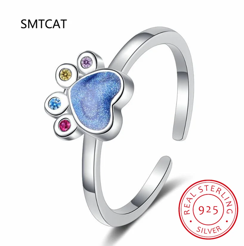 

Женское регулируемое кольцо из серебра 925 пробы, с синей эмалью