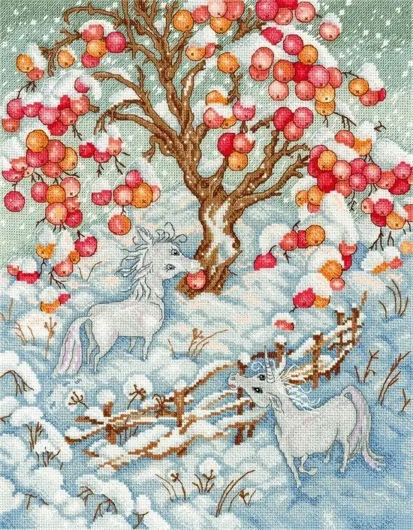 

Наборы для вышивки крестиком 11CT/14CT, набор для рукоделия, холст из хлопка, 24 м. Карен. Фотофон "Зимний Единорог" 41-48