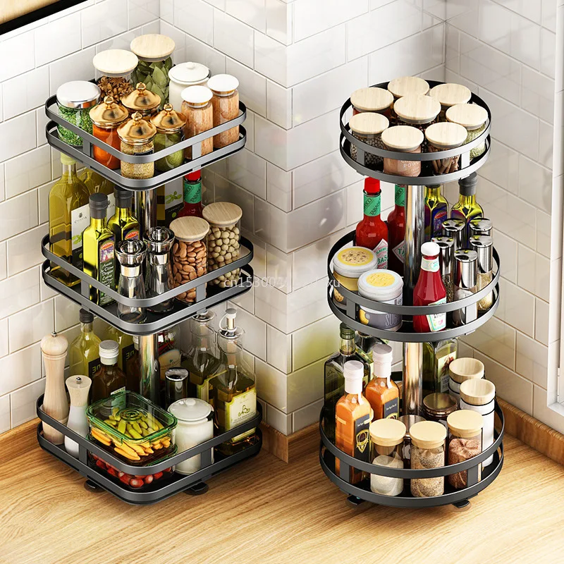 Creativi Rotatable Kitchen Seasoning Racks Seasoning Bottle Storage Sorting Multifunctional 1/2/3 Layer Detachable Round Storage - Racks & Holders - AliExpress - Products to Organize Your Kitchen