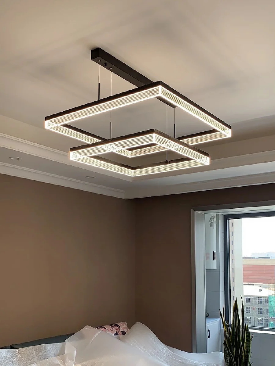 

Living room chandelier square modern minimalist Nordic lampscreative dining room bedroom lamp ceiling indoor home lights