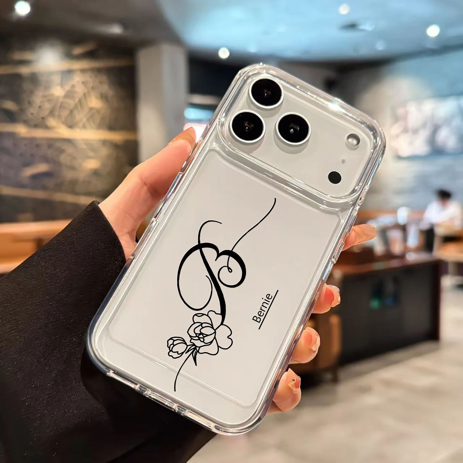 Customized Rose Pattern Phone Case - Personalized Clear Soft Shockproof TPU Cover