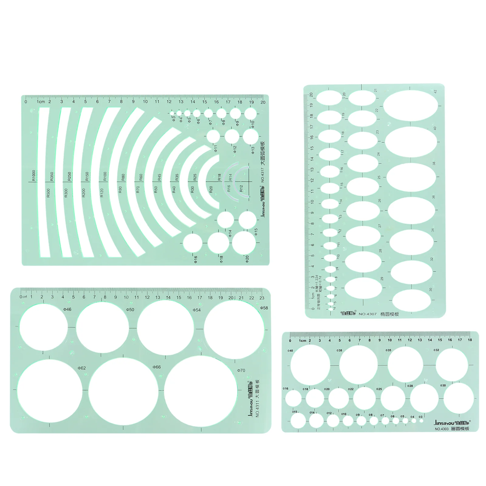 4 Pcs Ruler Measuring Template Rulers Geometry Tool Plastic Building Geometric Stencils