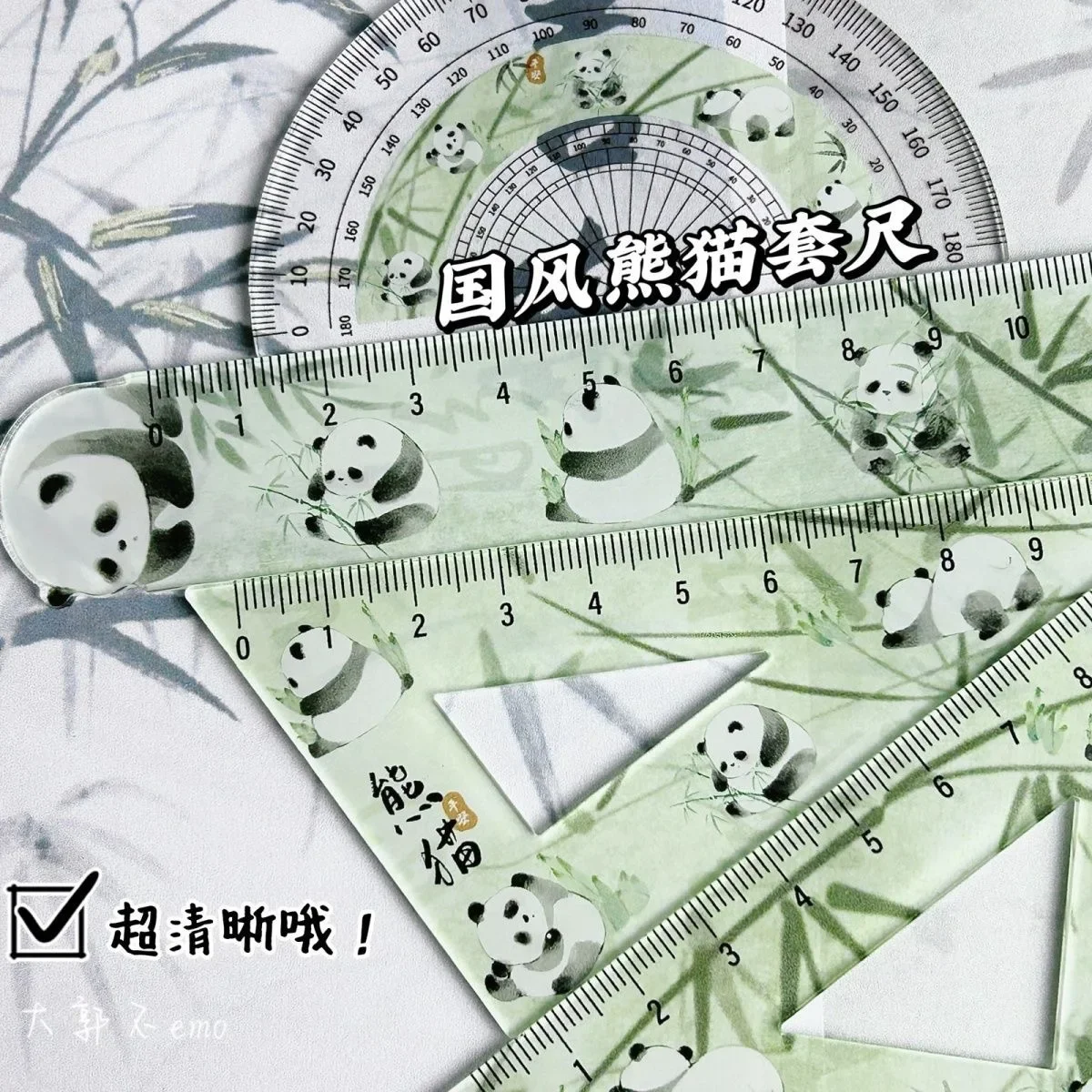 4-piece Ruler Set Triangle Ruler Student Plastic Straight Protractor Stationery