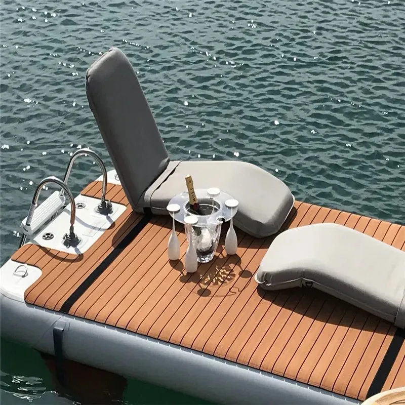 Inflatable Yacht Floating Dock Jet Ski Water Island Floats Platform for Lake River Pool Sunbathing