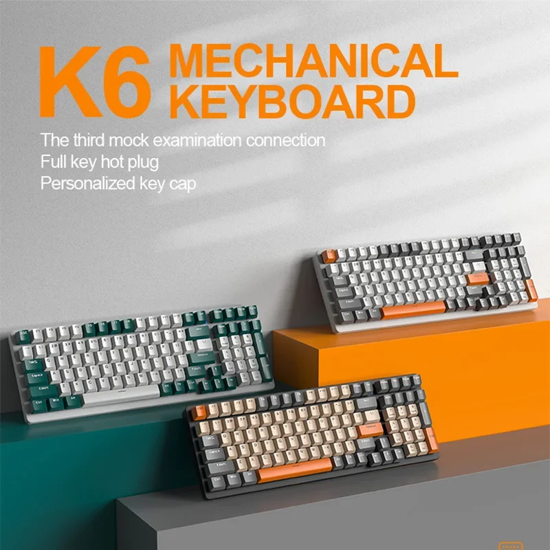 

K6 Mechanical Keyboard 2.4g Bluetooth Wireless/wired 100 Keys Keycaps Red/blue Switch Gaming Keyboard For Gamer Laptop Computer