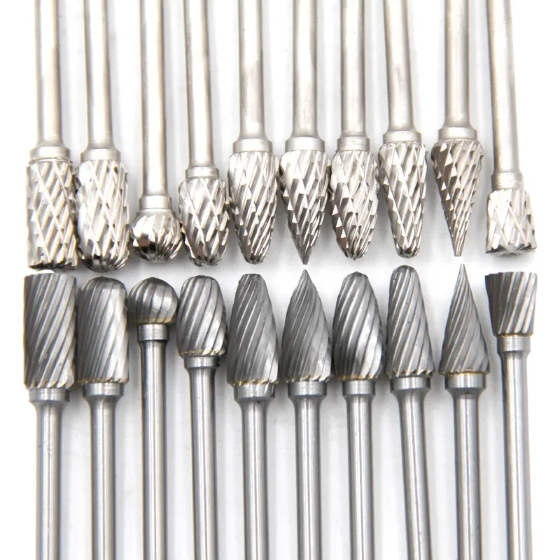 3mm Shank 6mm Coarse Teeth Tungsten Carbide Rotary File Burr Grinding Wood Aluminum Milling Cutter 10PCS Woodworking Tools milling cutter tools