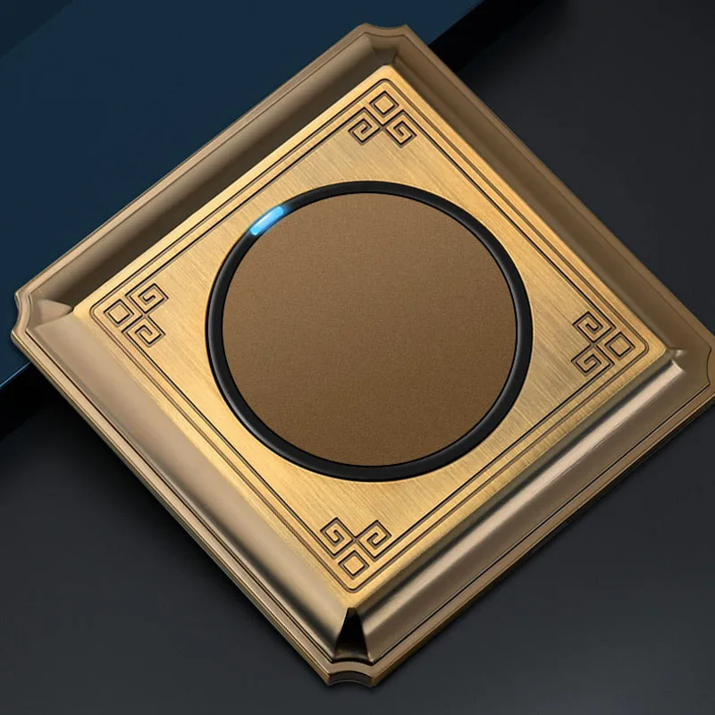 liga de aluminio botao interruptor bronze escovado 01