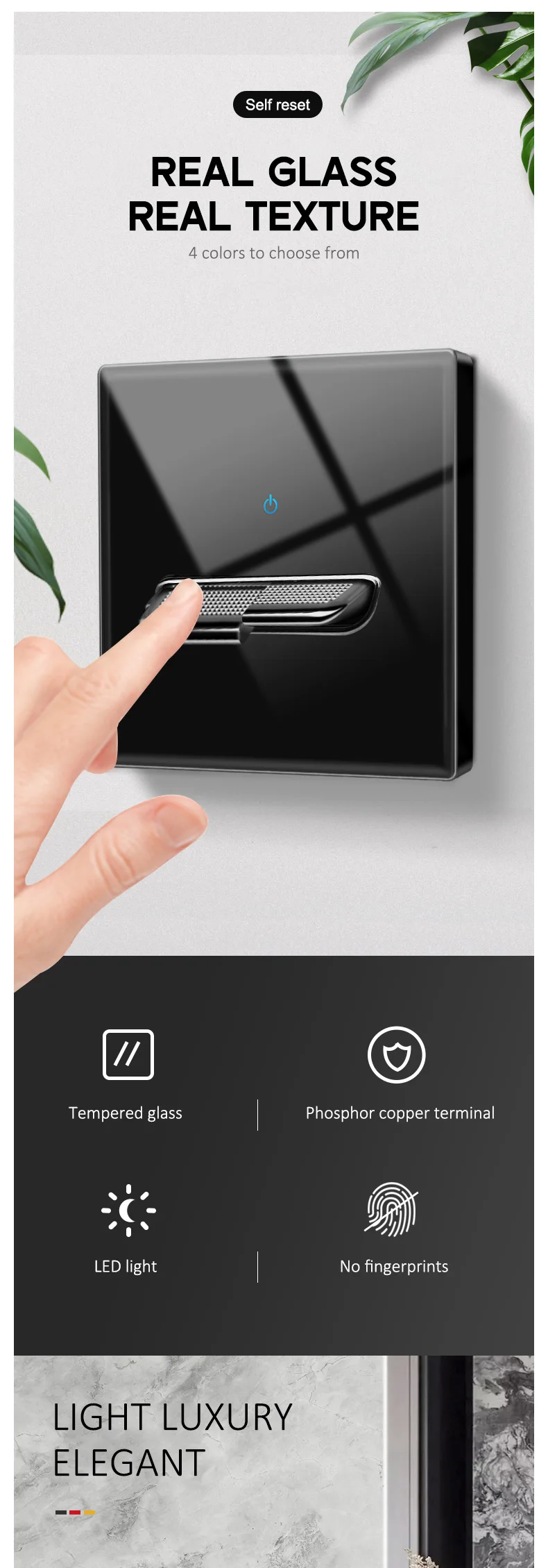 Yinka crystal glass wall switch design