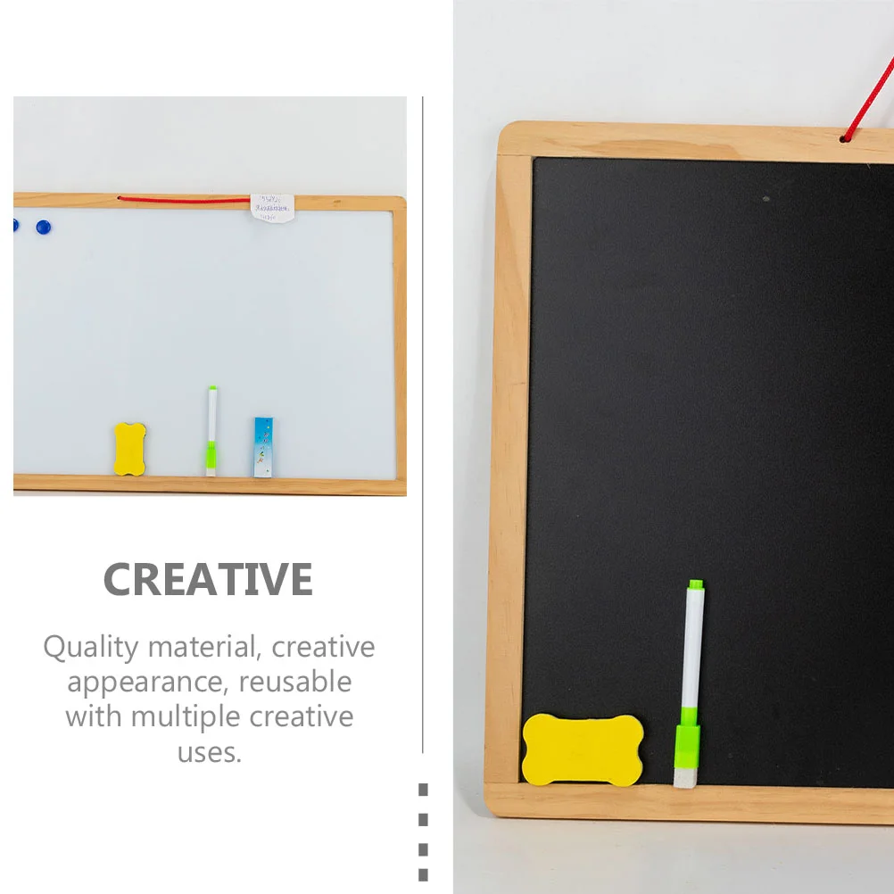 1ks oboustranný tabule whiteboard praktický dřevěný psaní vymazatelné poselství nasednout malý závěsný blackboards pro děti