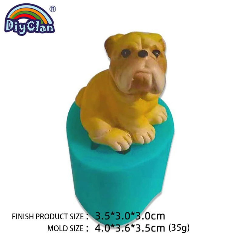Mini Bulldog Silikon Form Schokolade Kuchen Dekorieren Werkzeuge Hund Tier Thema Kerze Seife Mould Gips Zement Polymer Ton Form – Detail 3