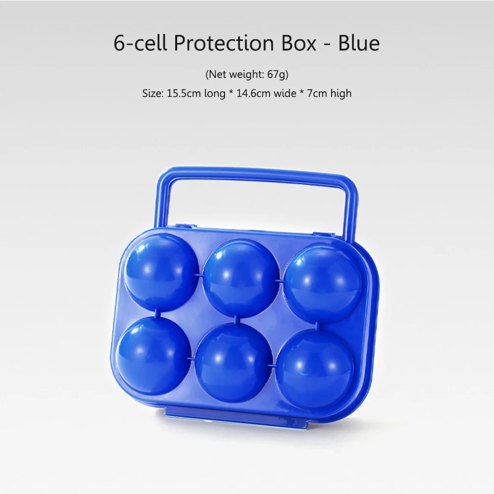 6-Grid Camping Egg Box Shockproof Egg Protection Boxes Dropproof Portable Egg Container Non-slip with Handle for Kitchen 6